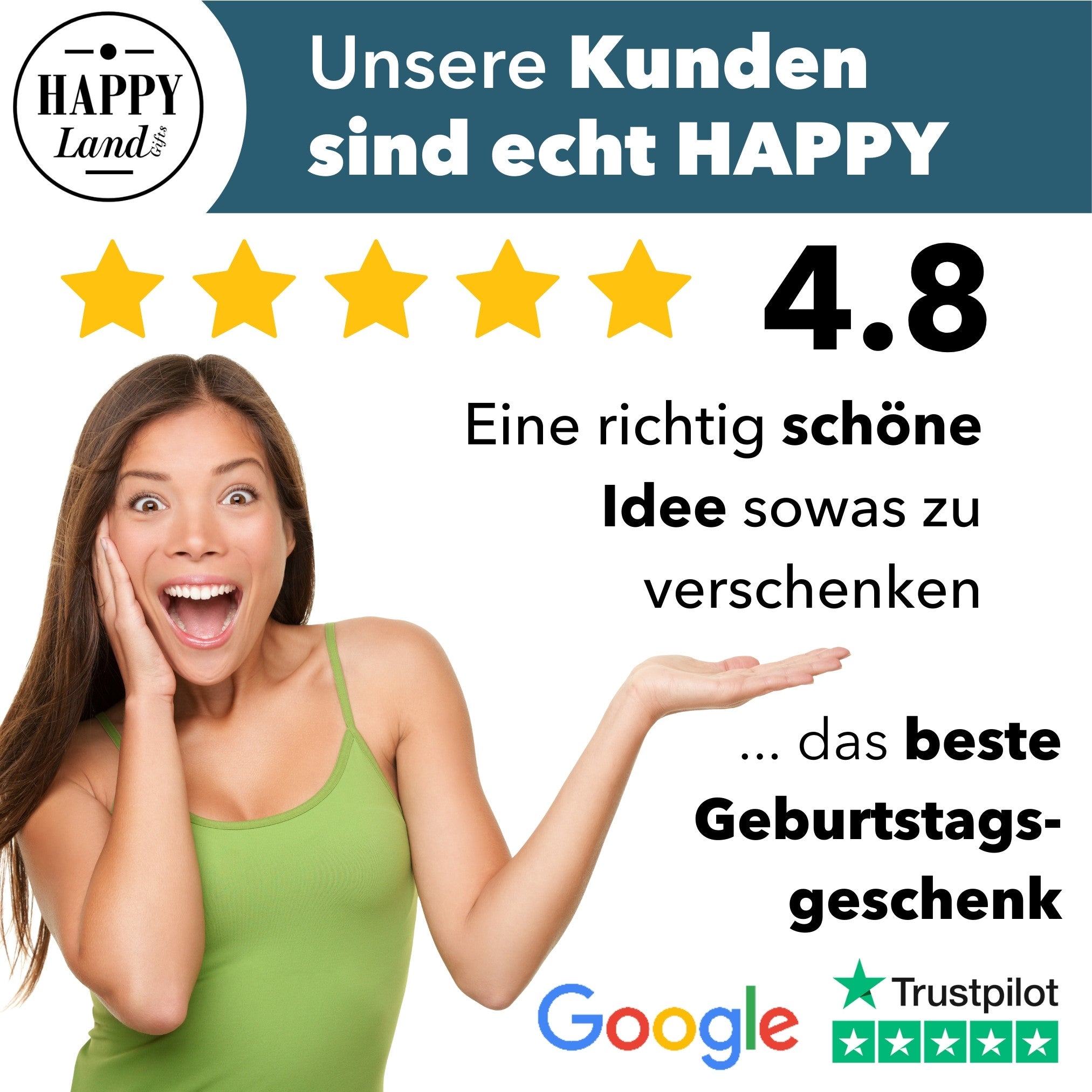 Unsere Kunden sind echt Happy! Glückliche Kunden - Freude garantiert bei jedem Anlass.