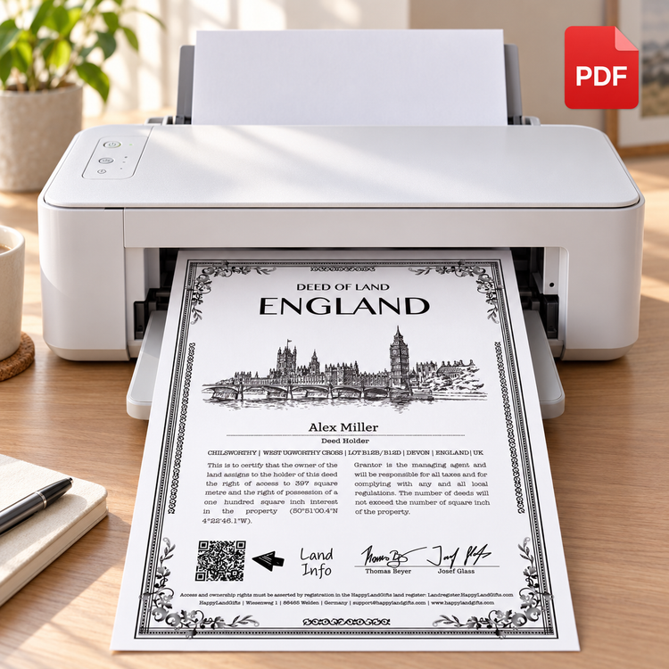 England land gift · PDF certificate to print at home
