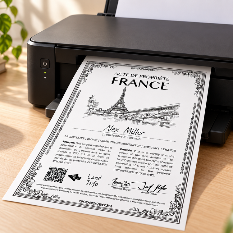 Frankreich-Landgeschenk · PDF-Urkunde zum Selbstausdrucken