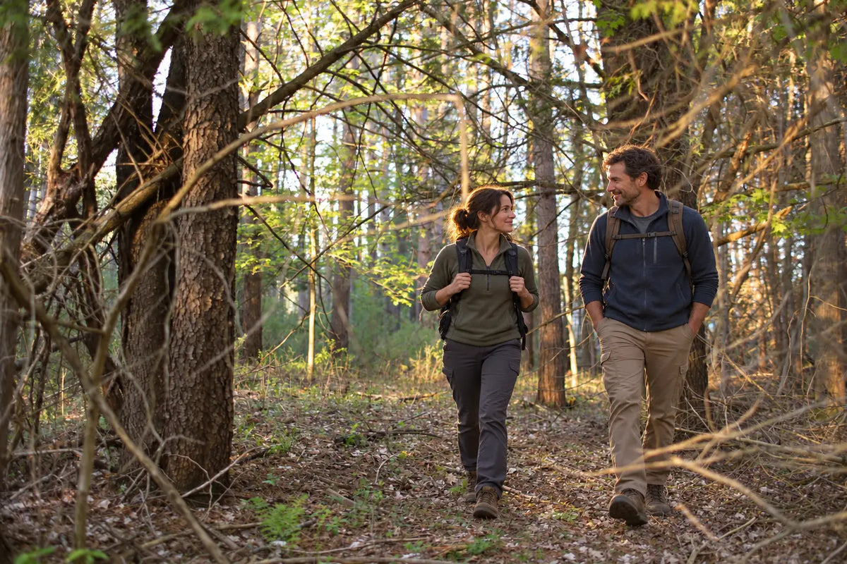 Two people explore the HappyLand property near Carthage in Jefferson County