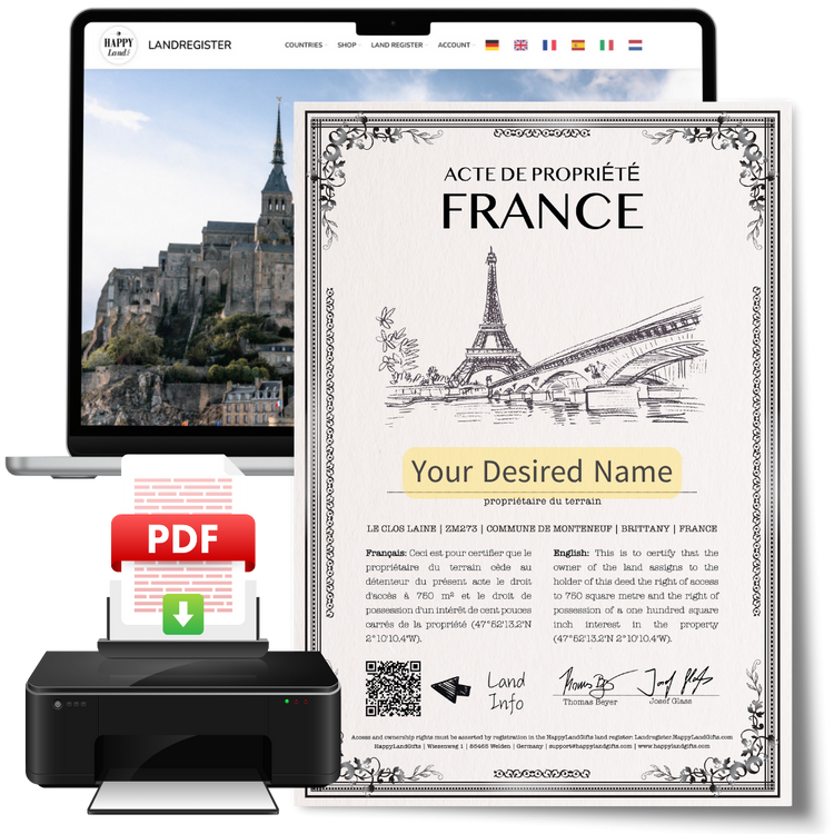France land gift · PDF certificate to print at home
